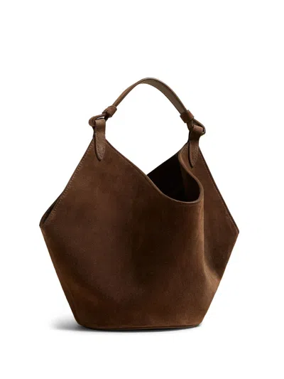 Khaite Lotus Suede Mini Bag In Brown