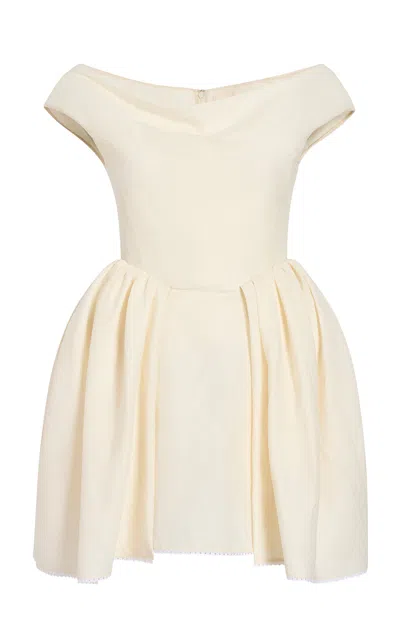 Khaite Louette Off-the-shoulder Silk-cotton Mini Dress In Neutral