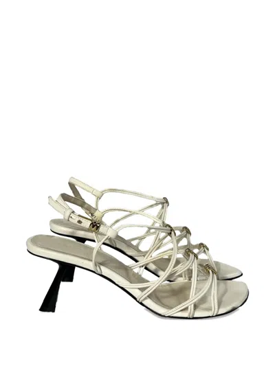 Pre-owned Khaite Louisa Strappy Leather Sandal In White
