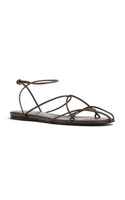 Khaite Loulou Leather Sandals In Brown