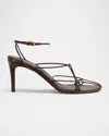 Khaite Loulou Nappa Leather Sandals In Brown