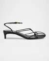 Khaite Loulou Nappa Leather Sandals In Black
