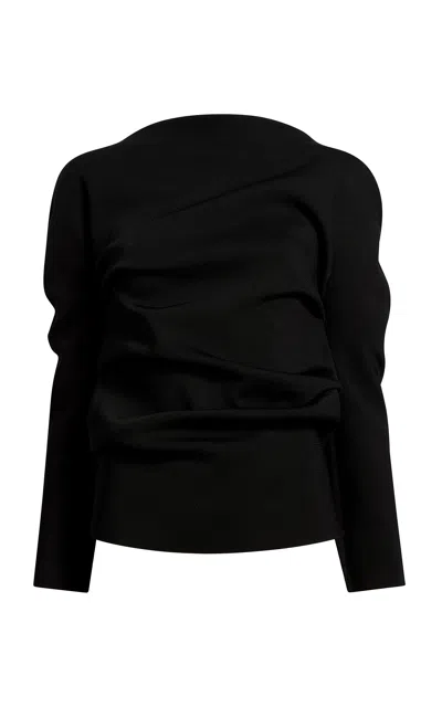 Khaite Lovisa Ruched Cotton Top In Black