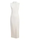 Khaite Lowen High-neck Slit Midi Dress In White
