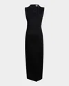 Khaite Lowen Split Collar Sleeveless Maxi Dress In Multi