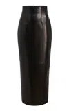 Khaite Loxley High-rise Plonge Leather Maxi Skirt In Black