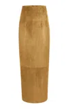 Khaite Loxley High-rise Suede Maxi Skirt In Brown