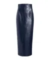 Khaite Womens Dark Navy Loxley Mid-rise Leather Midi Skirt In Blue
