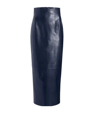 Khaite Loxley High-waist Skirt In Blue