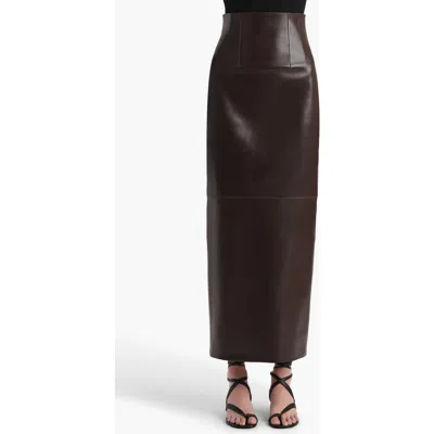 Khaite Midi-length Lamb Leather Skirt With High Waist In Black