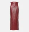 Khaite Womens Oxblood Loxley High-rise Leather Midi Pencil Skirt In Red