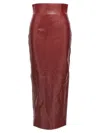 Khaite Womens Oxblood Loxley High-rise Leather Midi Pencil Skirt In Oxblood