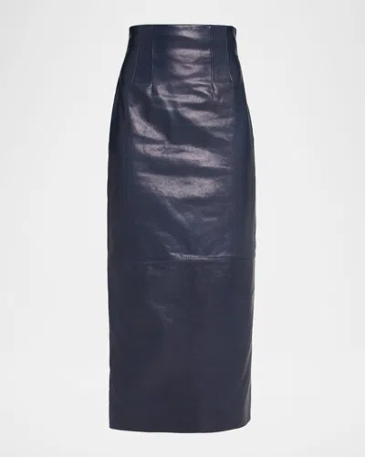 Khaite Loxley Leather Pencil Maxi Skirt