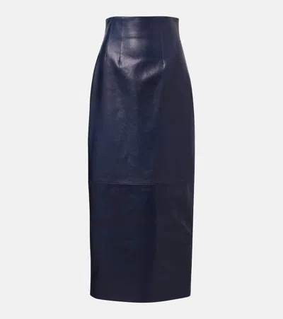 Khaite Loxley Leather Pencil Skirt
