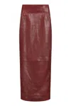 Khaite Womens Oxblood Loxley High-rise Leather Midi Pencil Skirt In Burgundy
