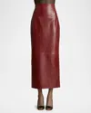 Khaite Womens Oxblood Loxley High-rise Leather Midi Pencil Skirt In Oxblood