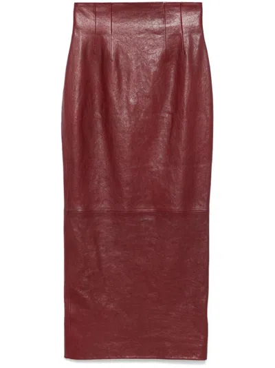 Khaite Loxley Midi Skirt In Red