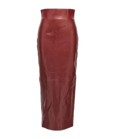 KHAITE KHAITE LOXLEY LEATHER MIDI SKIRT