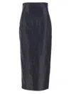 Khaite Leather Pencil Skirt In Black
