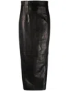 Khaite The Loxley Leather Pencil Skirt In Black