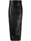 Khaite The Loxley Leather Pencil Skirt In Black