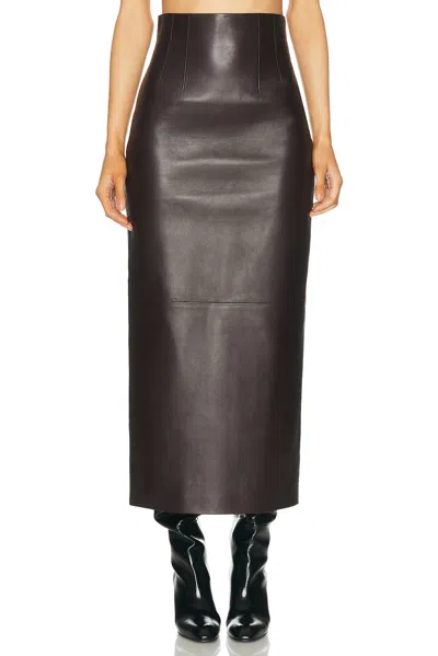 Khaite Midi-length Lamb Leather Skirt With High Waist In Black