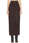 Khaite Loxley High-waist Suede Midi Skirt In Dark Brown