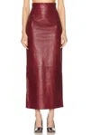 Khaite Womens Oxblood Loxley High-rise Leather Midi Pencil Skirt In Oxblood