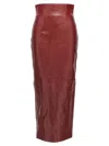 Khaite Womens Oxblood Loxley High-rise Leather Midi Pencil Skirt