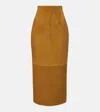 Khaite Loxley Long Pencil Leather Skirt In Yellow