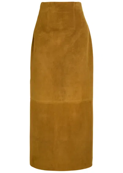 KHAITE KHAITE LOXLEY SUEDE MIDI SKIRT