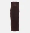 Khaite Loxley High-waist Suede Midi Skirt In Dark Brown