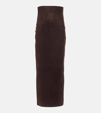 KHAITE LOXLEY SUEDE PENCIL SKIRT