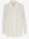 Khaite Luka Button-front Top With Ruffle Detail In Cream