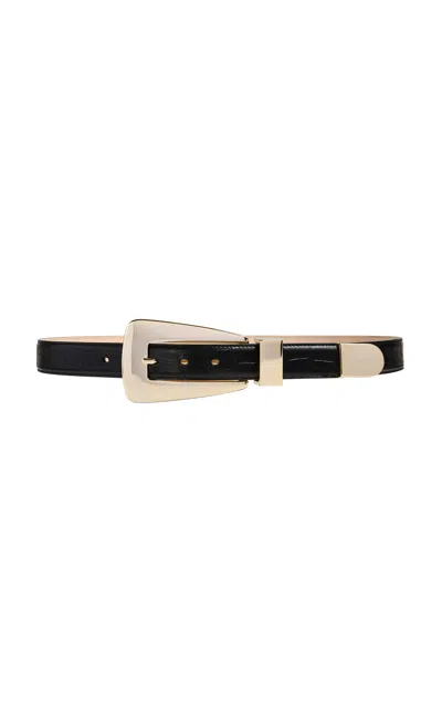 Khaite Lucca Croc-effect Leather Belt In 200 Black