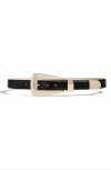 Khaite Lucca Croc Embossed Leather Belt In Black 200
