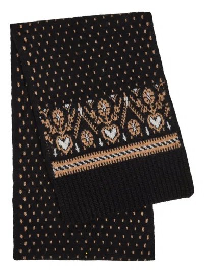 Khaite Lucerne Patterned Scarf In Black
