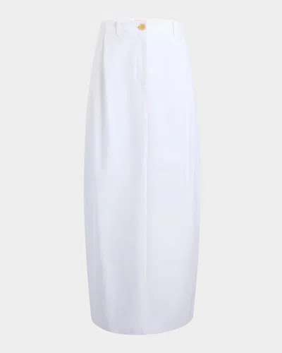 KHAITE LUCIAN DOUBLE-PLEATED TAPERED MAXI SKIRT