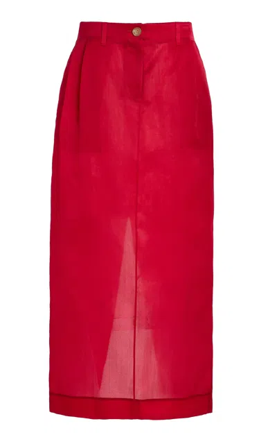 KHAITE LUCIAN PLEATED SILK-ORGANZA MAXI SKIRT
