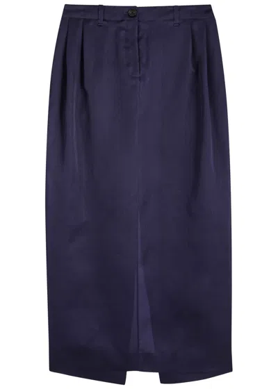 Khaite Lucian Semi-sheer Silk Maxi Skirt In Purple