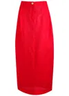 Khaite Lucian Pleated Silk Organza Maxi Skirt In Red