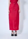 Khaite Lucian Pleated Silk Organza Maxi Skirt In Red
