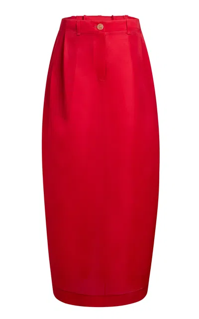 Khaite Lucian Silk Satin Maxi Skirt In Fuchsia
