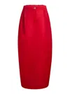 Khaite Lucian Pleated Silk Organza Maxi Skirt In Red