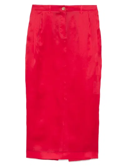 Khaite Lucian Silk Skirt In Red