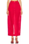 Khaite Lucian Pleated Silk Organza Maxi Skirt In Raspberry