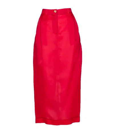 Khaite Lucian Maxi Skirt In Red