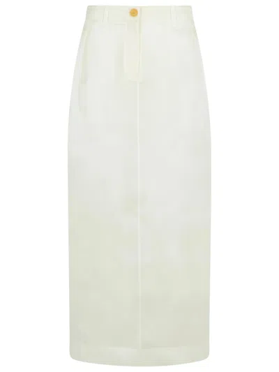 Khaite Lucian White Silk Skirt