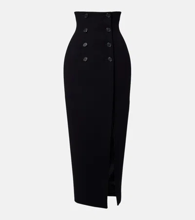 Khaite Luiza Crepe Midi Skirt In Black