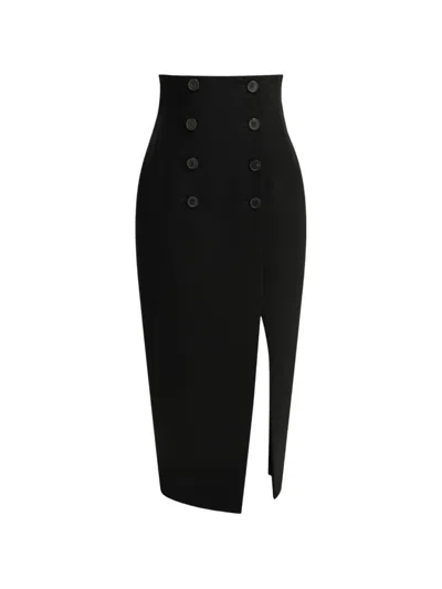 Khaite Luiza Slit-detail Midi Skirt In Black